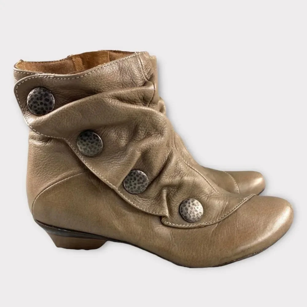 Eric michael soho Booties Tan Ankle Boots Shoes Spain leather‎ Womens 5.5 ZIP